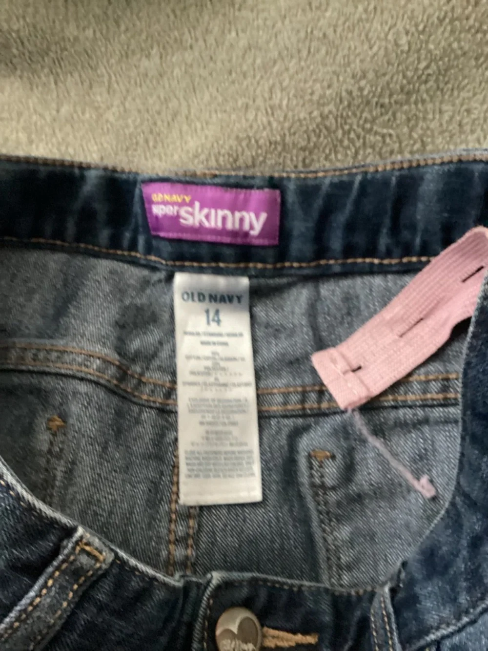 Old Navy Girl Skinny Jeans Size 14 Adjustable Waist Black Sparkle Border